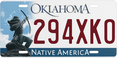 OK license plate 294XKO