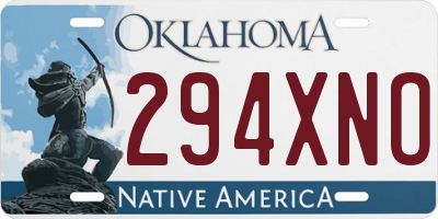 OK license plate 294XNO