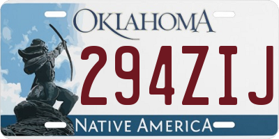 OK license plate 294ZIJ