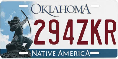 OK license plate 294ZKR