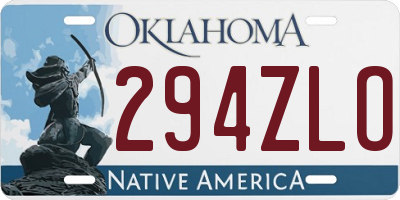 OK license plate 294ZLO