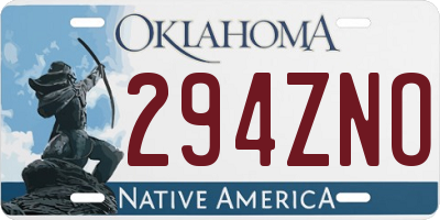 OK license plate 294ZNO