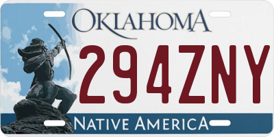 OK license plate 294ZNY