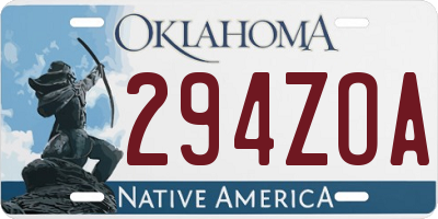 OK license plate 294ZOA