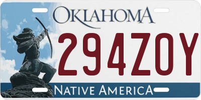OK license plate 294ZOY