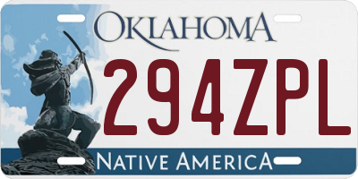 OK license plate 294ZPL