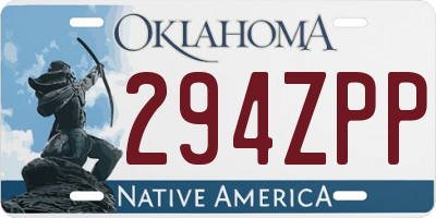 OK license plate 294ZPP