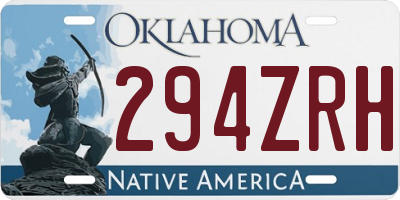 OK license plate 294ZRH