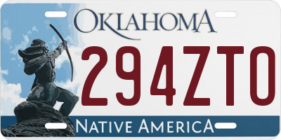 OK license plate 294ZTO