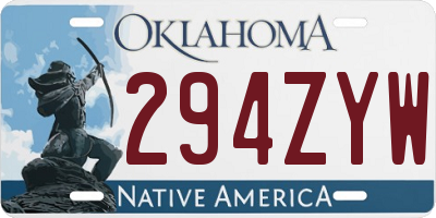 OK license plate 294ZYW