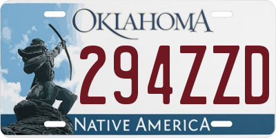 OK license plate 294ZZD