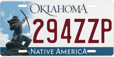 OK license plate 294ZZP