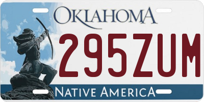 OK license plate 295ZUM