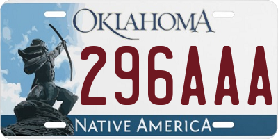 OK license plate 296AAA