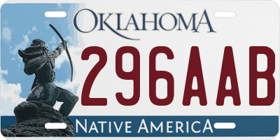 OK license plate 296AAB