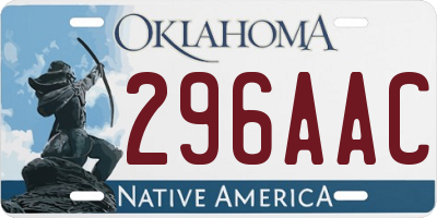 OK license plate 296AAC