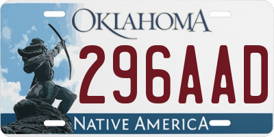 OK license plate 296AAD