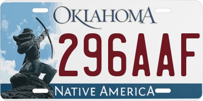 OK license plate 296AAF