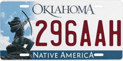 OK license plate 296AAH