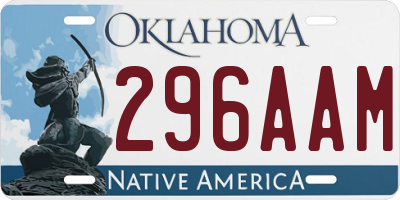 OK license plate 296AAM