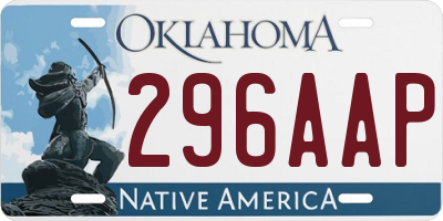 OK license plate 296AAP