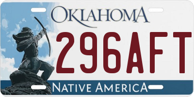 OK license plate 296AFT