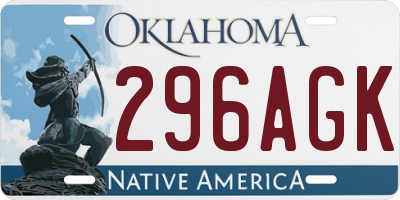 OK license plate 296AGK