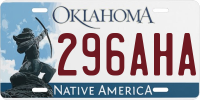 OK license plate 296AHA