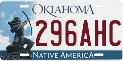 OK license plate 296AHC