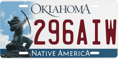 OK license plate 296AIW