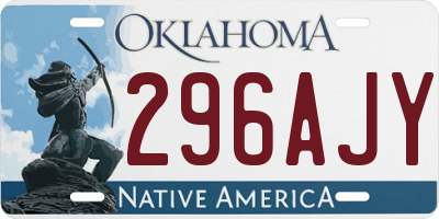 OK license plate 296AJY