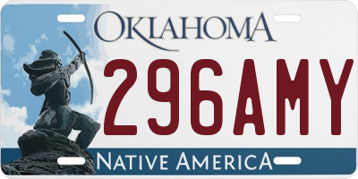 OK license plate 296AMY