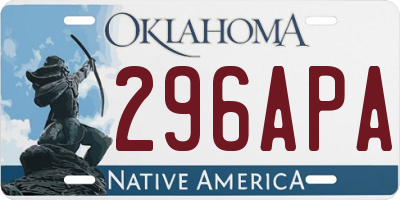 OK license plate 296APA