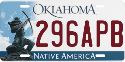OK license plate 296APB
