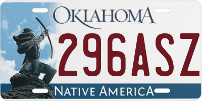 OK license plate 296ASZ