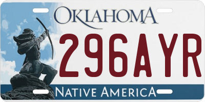 OK license plate 296AYR