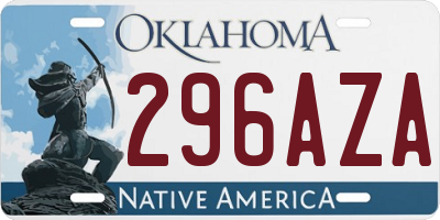 OK license plate 296AZA