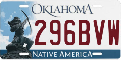 OK license plate 296BVW