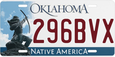OK license plate 296BVX