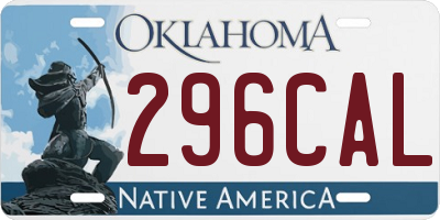 OK license plate 296CAL