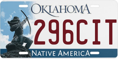 OK license plate 296CIT