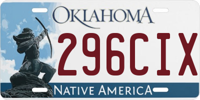 OK license plate 296CIX