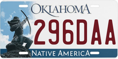 OK license plate 296DAA