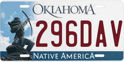 OK license plate 296DAV
