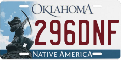 OK license plate 296DNF