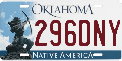 OK license plate 296DNY