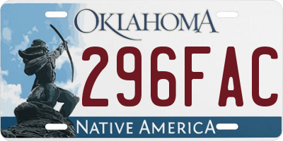 OK license plate 296FAC