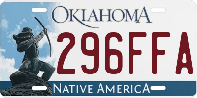 OK license plate 296FFA