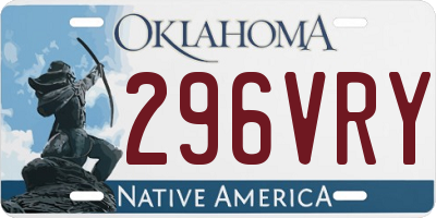 OK license plate 296VRY