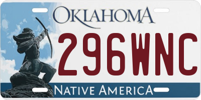 OK license plate 296WNC